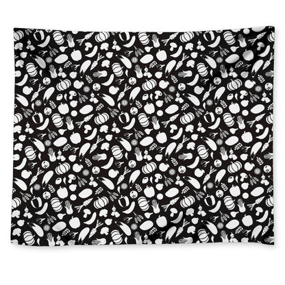 Blue And White Vegan Pattern Print Tapestry