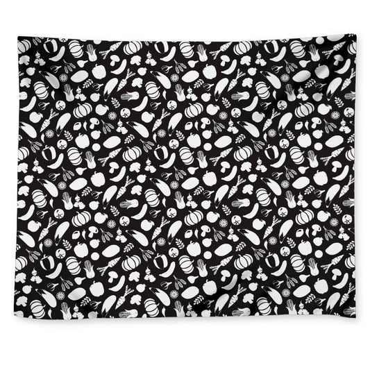 Blue And White Vegan Pattern Print Tapestry