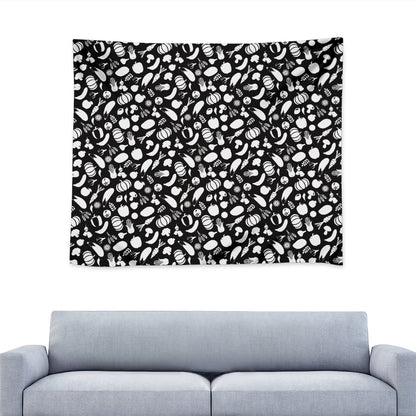 Blue And White Vegan Pattern Print Tapestry