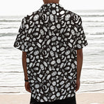 Blue And White Vegan Pattern Print Textured Short Sleeve Shirt