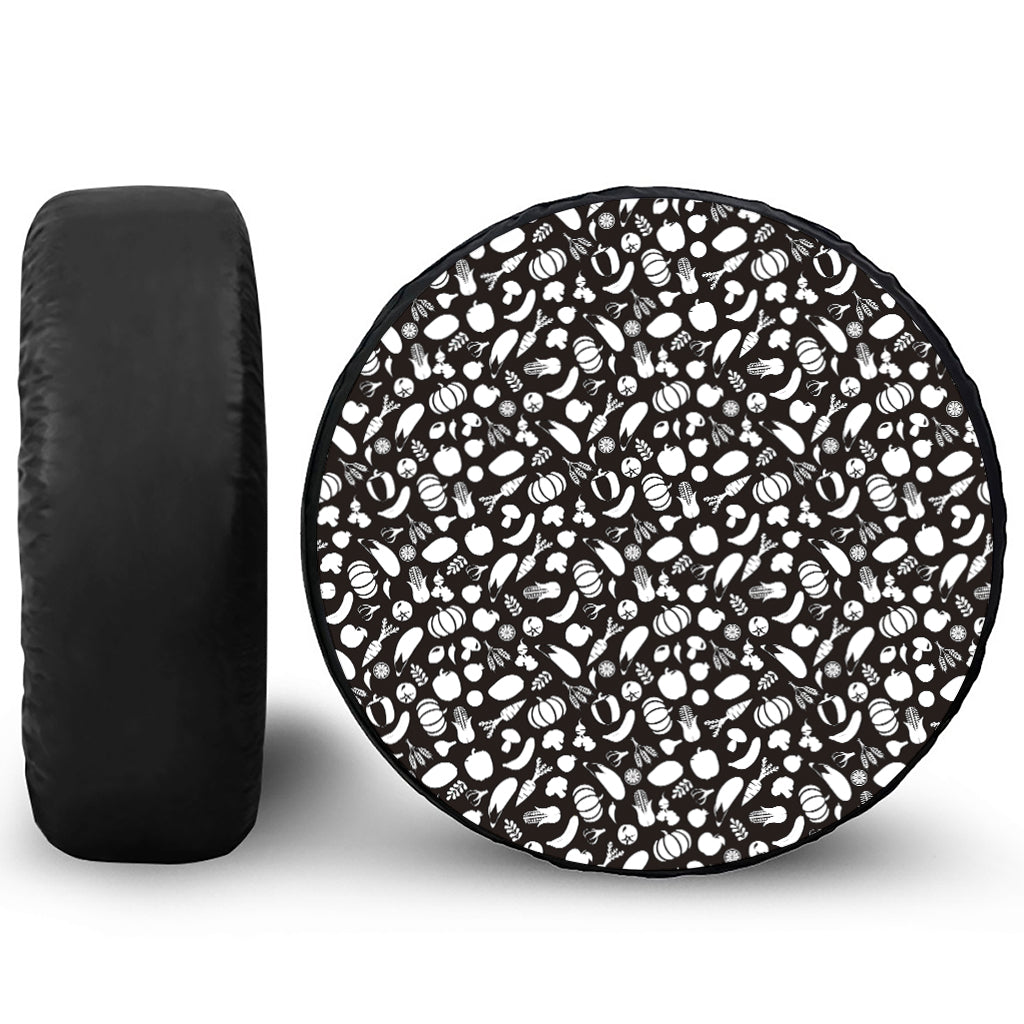 Blue And White Vegan Pattern Print Tire Cover