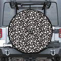 Blue And White Vegan Pattern Print Tire Cover With Camera Hole