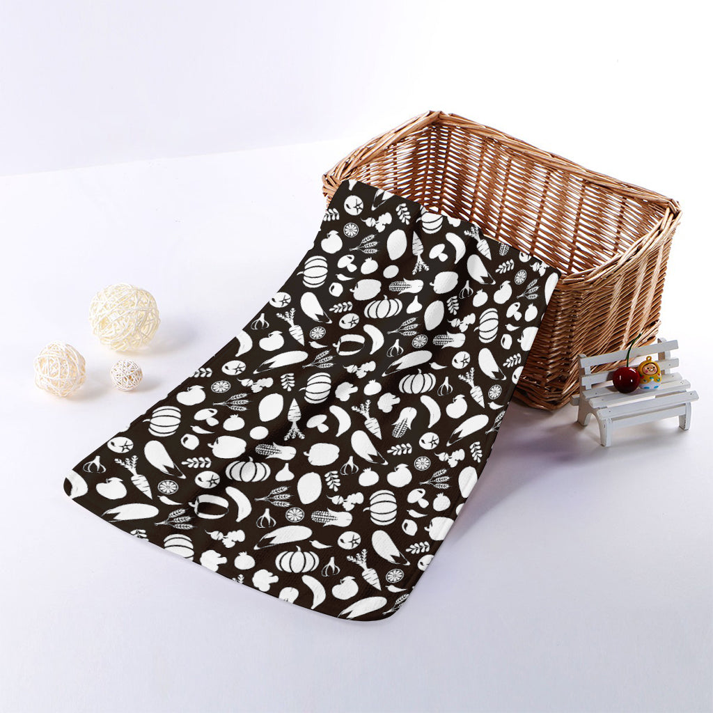 Blue And White Vegan Pattern Print Towel