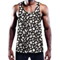 Blue And White Vegan Pattern Print Men's Workout Tank Top
