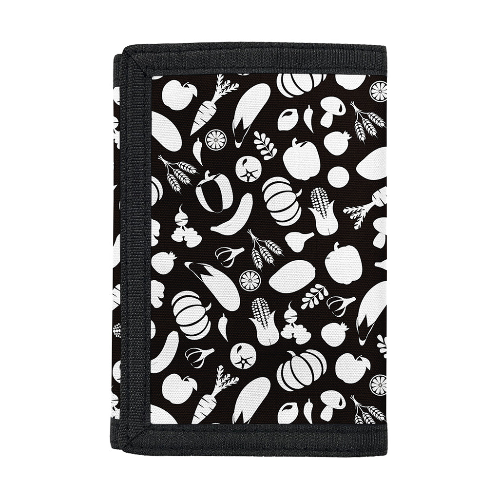 Blue And White Vegan Pattern Print Trifold Wallet