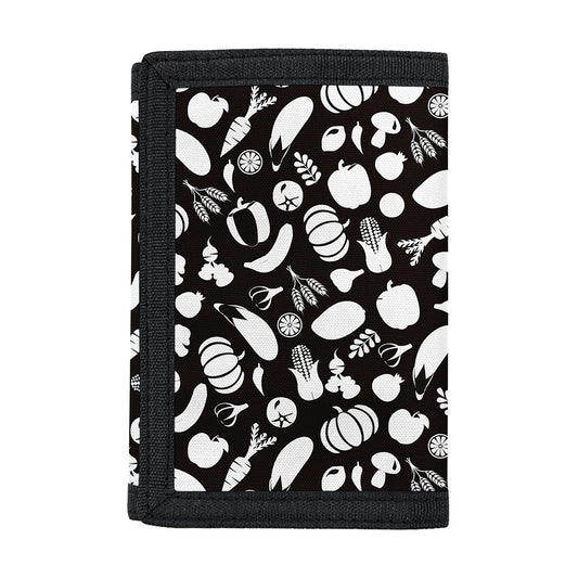 Blue And White Vegan Pattern Print Trifold Wallet