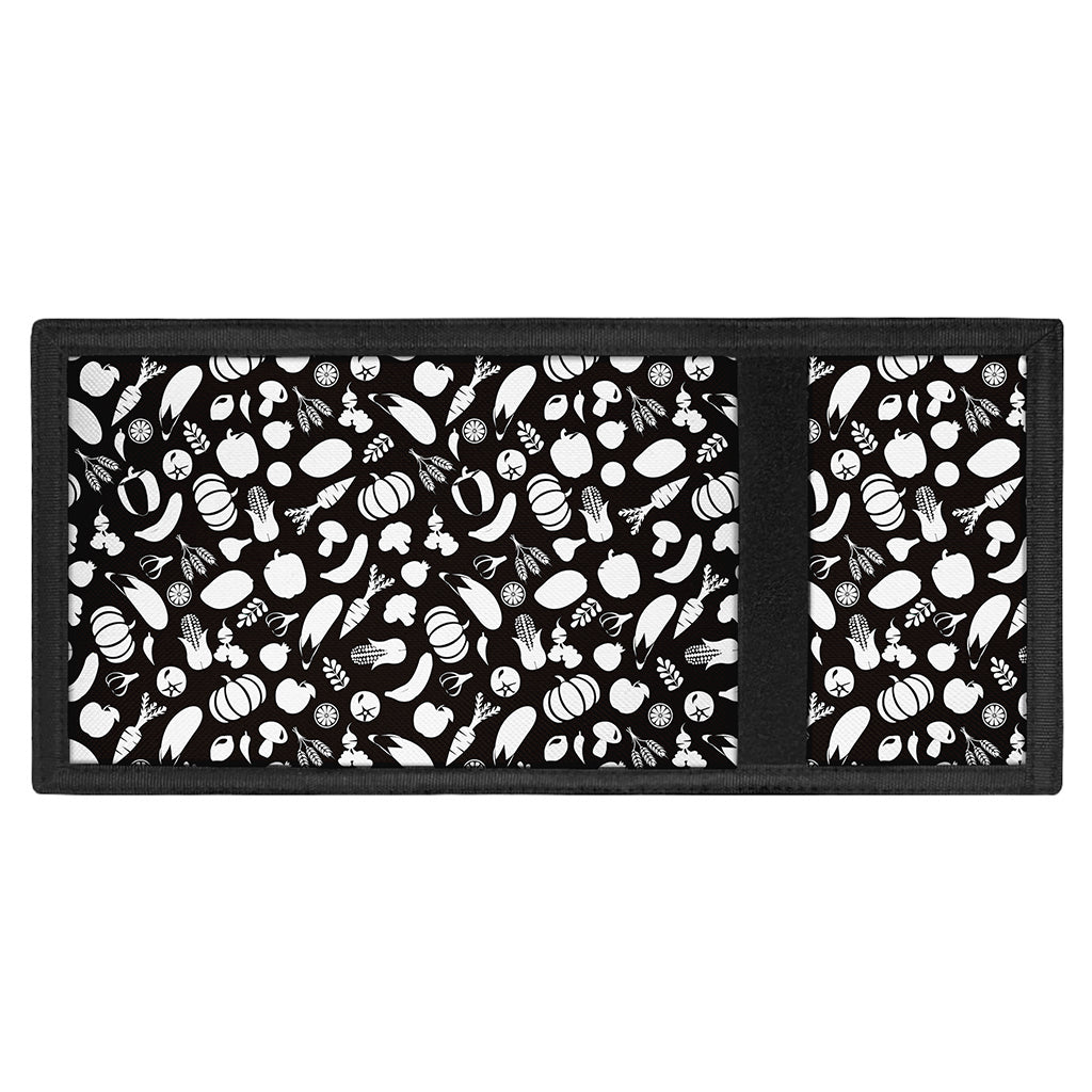 Blue And White Vegan Pattern Print Trifold Wallet