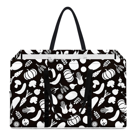 Blue And White Vegan Pattern Print Utility Tote Bag