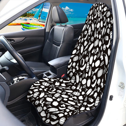 Blue And White Vegan Pattern Print Waterproof Car Seat Cover
