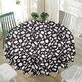Blue And White Vegan Pattern Print Waterproof Round Tablecloth