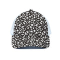 Blue And White Vegan Pattern Print White Mesh Trucker Hat