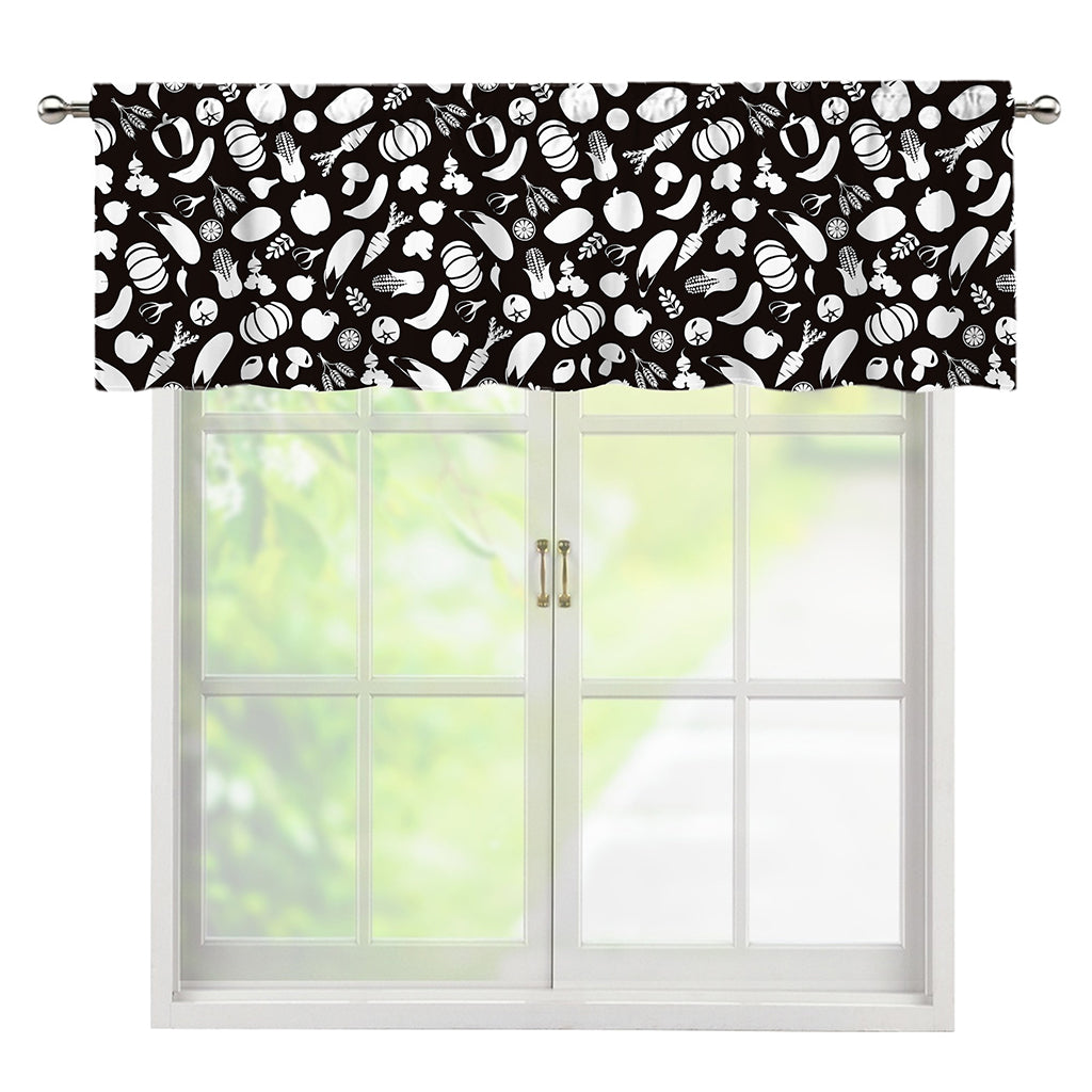 Blue And White Vegan Pattern Print Window Valance
