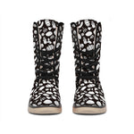 Blue And White Vegan Pattern Print Winter Boots