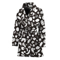 Blue And White Vegan Pattern Print Women's Bathrobe