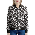 Blue And White Vegan Pattern Print Women's Bomber Jacket