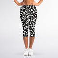 Blue And White Vegan Pattern Print Women's Capri Leggings