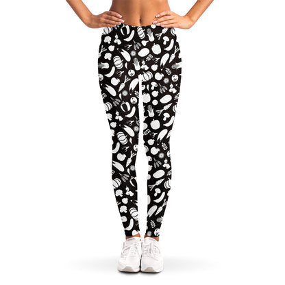 Blue And White Vegan Pattern Print Women's Leggings