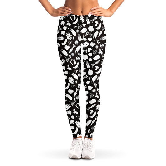 Blue And White Vegan Pattern Print Women's Leggings