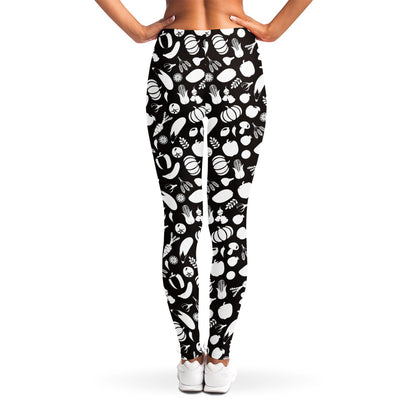 Blue And White Vegan Pattern Print Women's Leggings