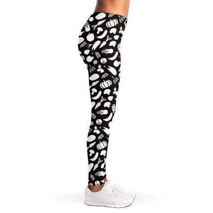 Blue And White Vegan Pattern Print Women's Leggings