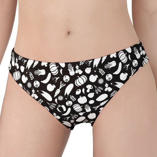 Blue And White Vegan Pattern Print Women's Panties