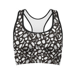 Blue And White Vegan Pattern Print Women's Sports Bra