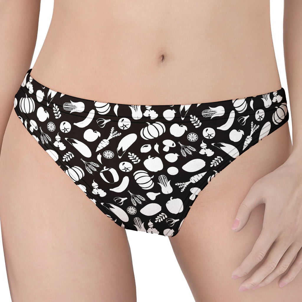 Blue And White Vegan Pattern Print Women's Thong