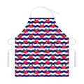 Blue And White Wave Crab Pattern Print Adjustable Apron