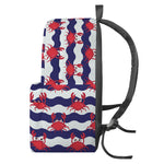 Blue And White Wave Crab Pattern Print Backpack