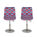 Blue And White Wave Crab Pattern Print Bar Stool Covers