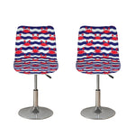 Blue And White Wave Crab Pattern Print Bar Stool Covers
