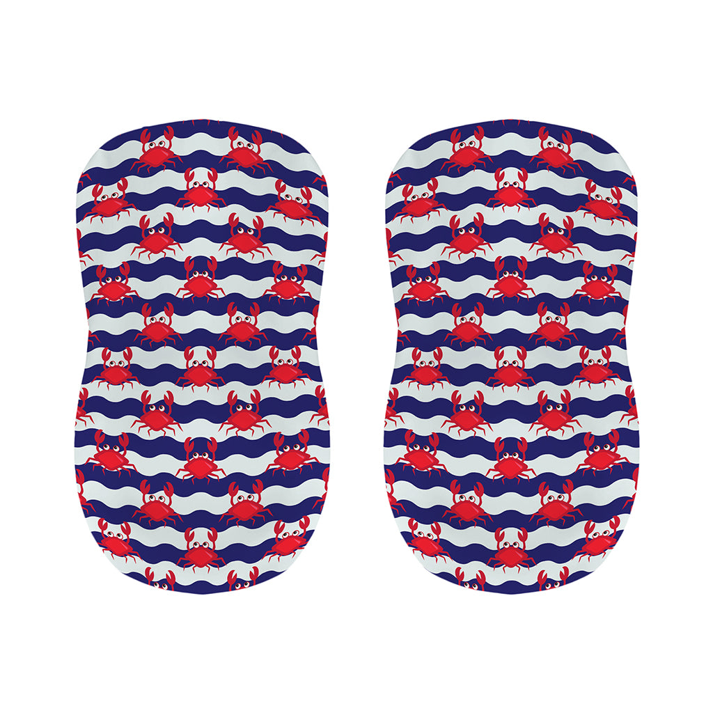 Blue And White Wave Crab Pattern Print Bar Stool Covers