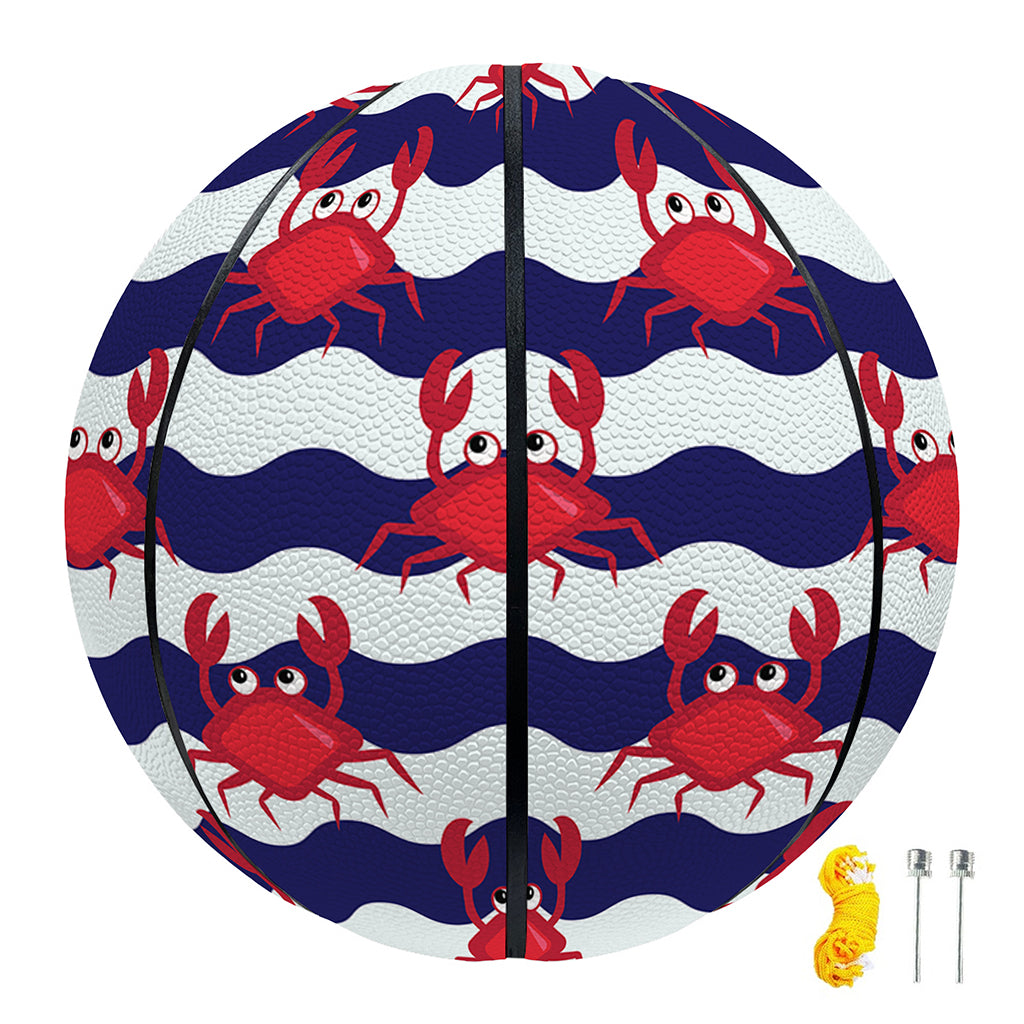 Blue And White Wave Crab Pattern Print Basketball