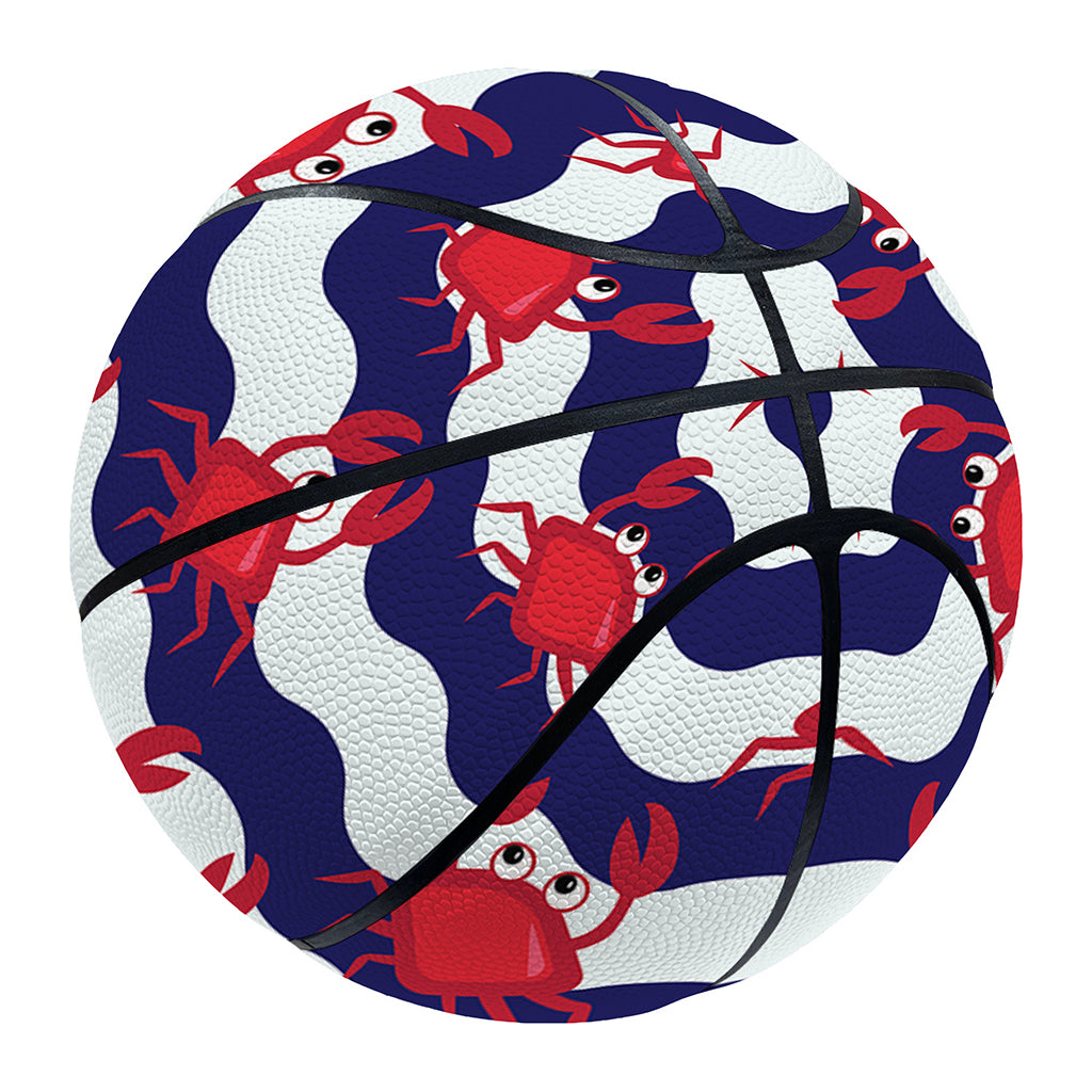 Blue And White Wave Crab Pattern Print Basketball