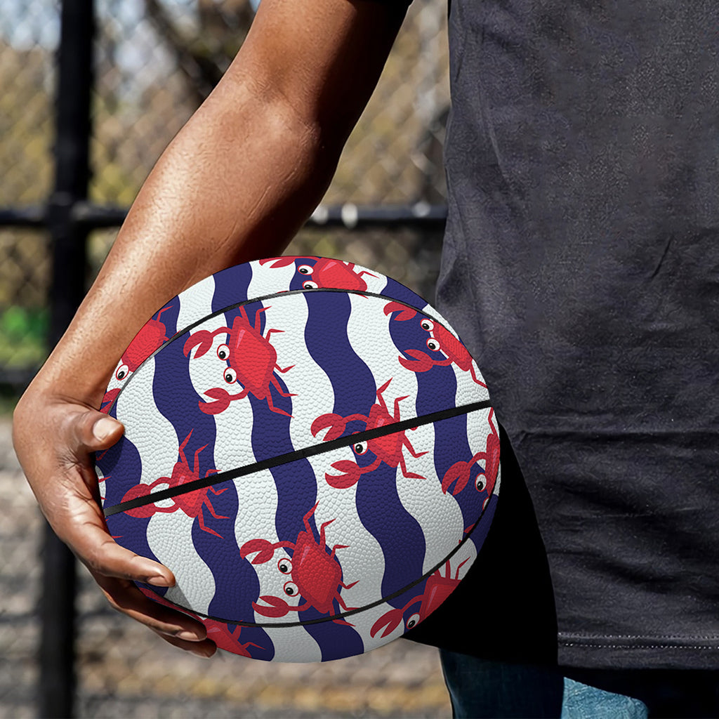 Blue And White Wave Crab Pattern Print Basketball