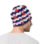 Blue And White Wave Crab Pattern Print Beanie