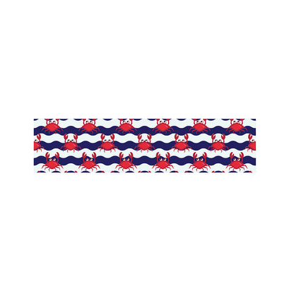 Blue And White Wave Crab Pattern Print Bed Runner