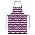 Blue And White Wave Crab Pattern Print Bib Apron With Pocket