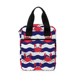Blue And White Wave Crab Pattern Print Bible Tote Bag