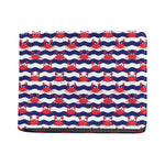 Blue And White Wave Crab Pattern Print Bifold Wallet