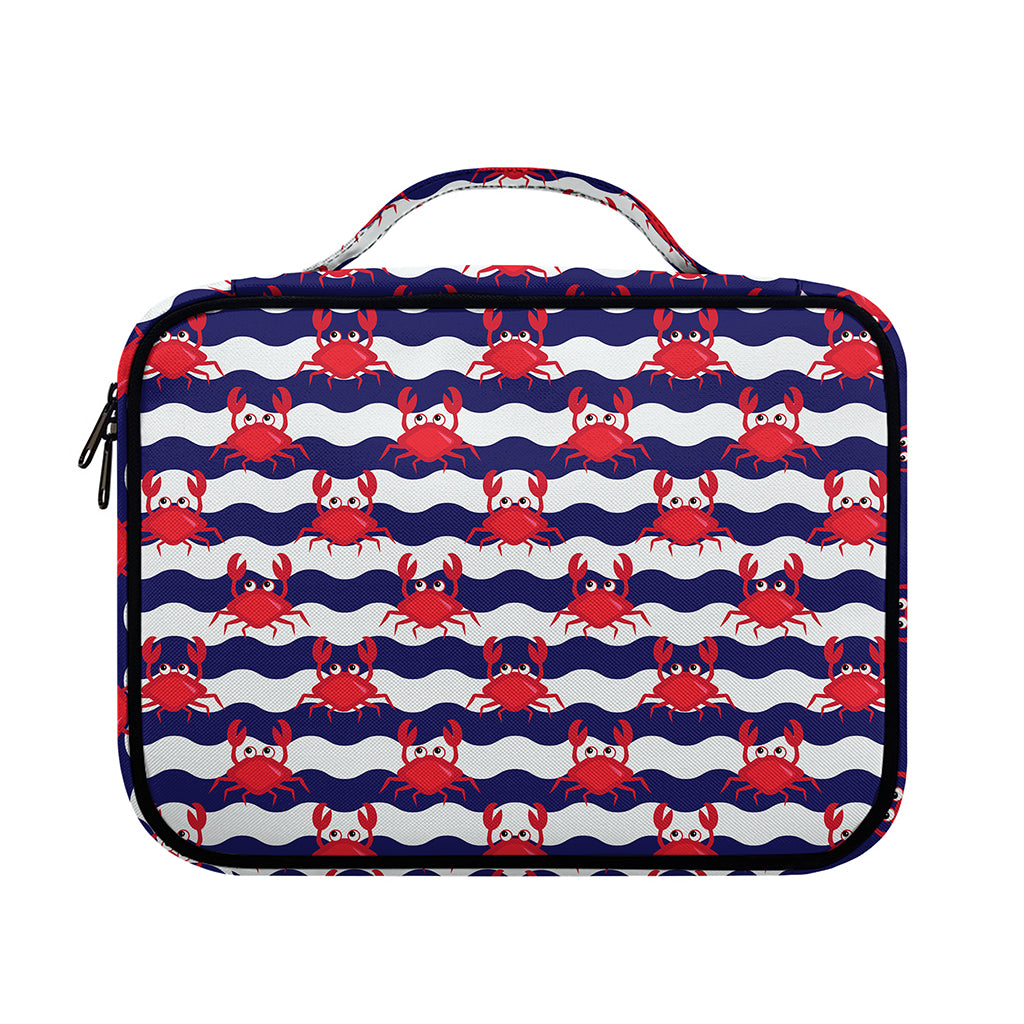 Blue And White Wave Crab Pattern Print Briefcase Bible Bag