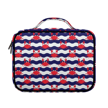 Blue And White Wave Crab Pattern Print Briefcase Bible Bag