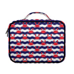 Blue And White Wave Crab Pattern Print Briefcase Bible Bag