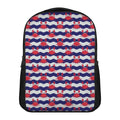 Blue And White Wave Crab Pattern Print Casual Backpack