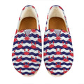 Blue And White Wave Crab Pattern Print Casual Shoes