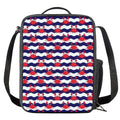 Blue And White Wave Crab Pattern Print Crossbody Lunch Bag