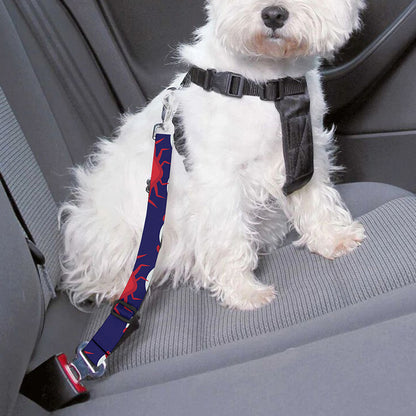 Blue And White Wave Crab Pattern Print Dog Seat Belt