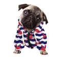 Blue And White Wave Crab Pattern Print Dog Zip Up Hoodie