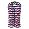 Blue And White Wave Crab Pattern Print Double Neoprene Wine Tote
