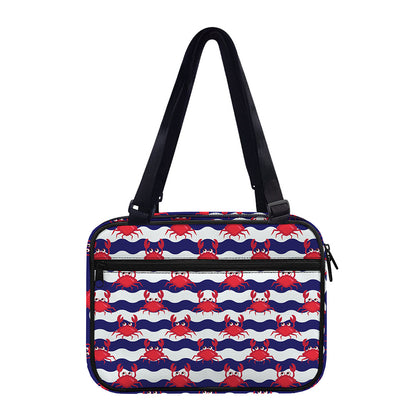 Blue And White Wave Crab Pattern Print Double Strap Bible Bag